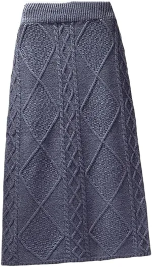 DBFBDTU Women's Knitted Skirts Solid Color Autumn High Waist Pencil Skirts Ladies Long Skirt