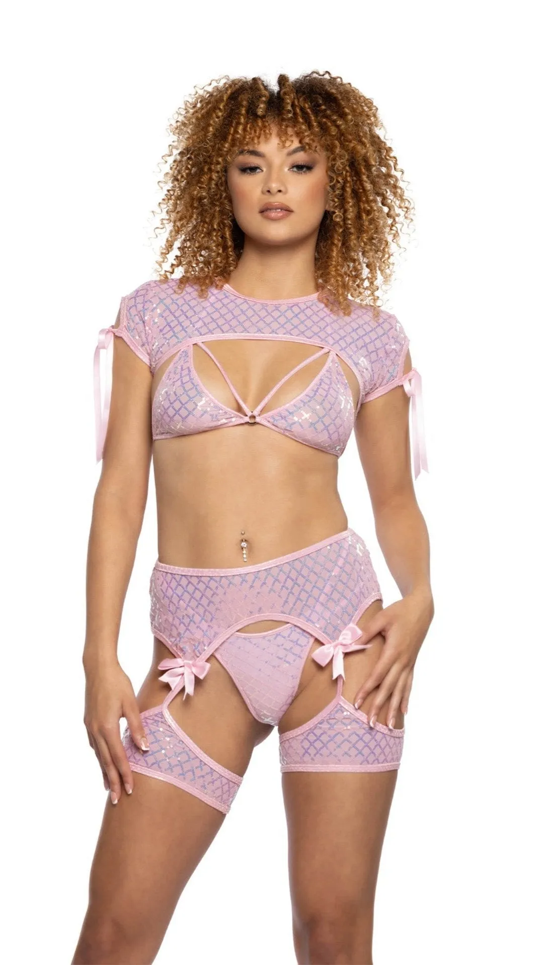 Diamond Sequin Mesh Shrug