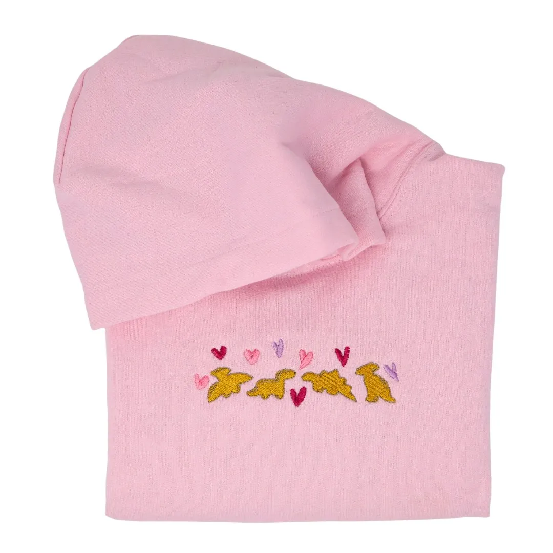 Dino Nuggets & Hearts Embroidered Kids Hoodie