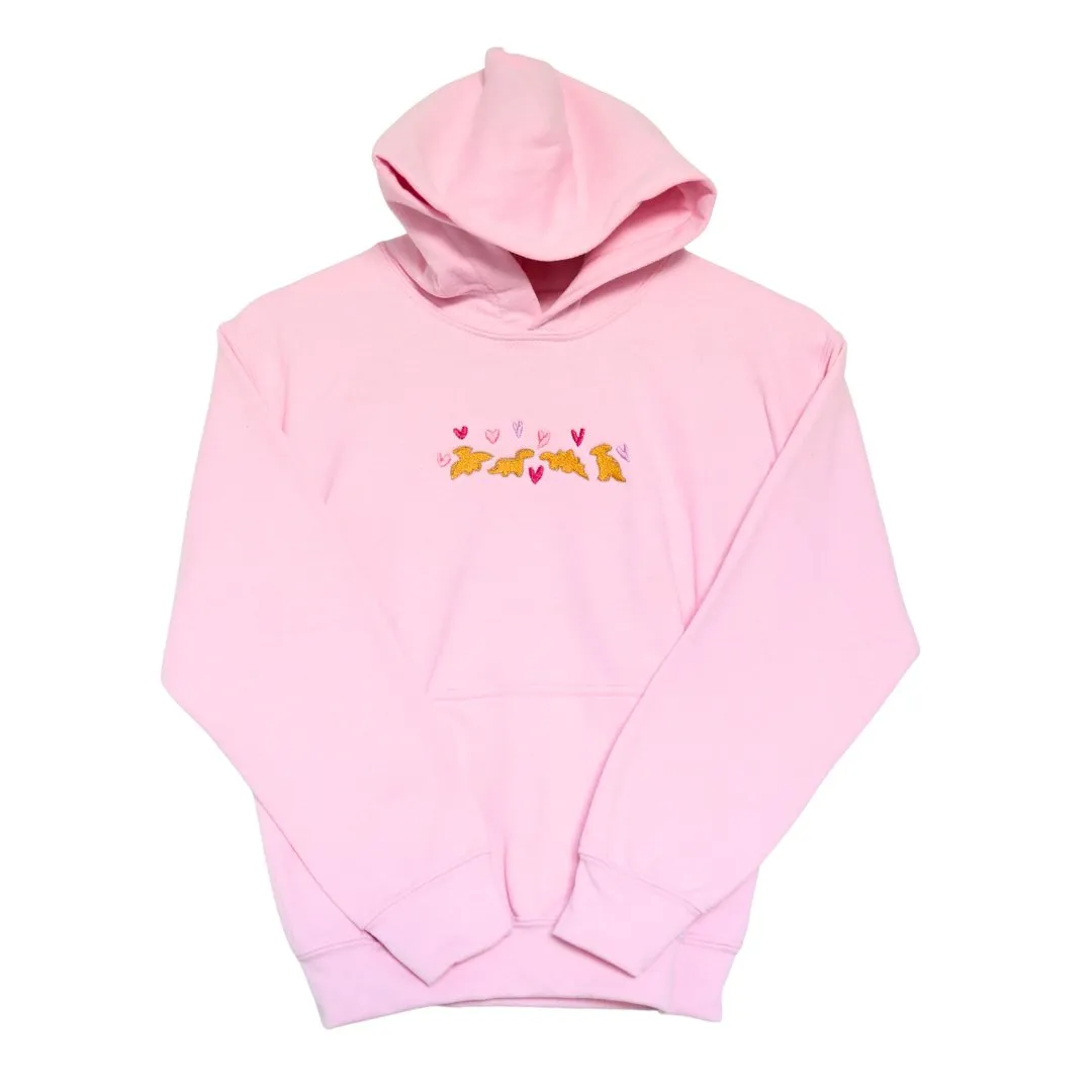 Dino Nuggets & Hearts Embroidered Kids Hoodie
