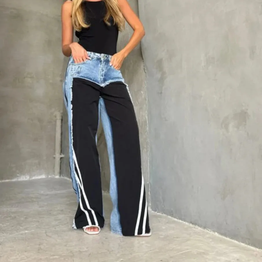 EM Streetwear Patchwork Ripped Jeans