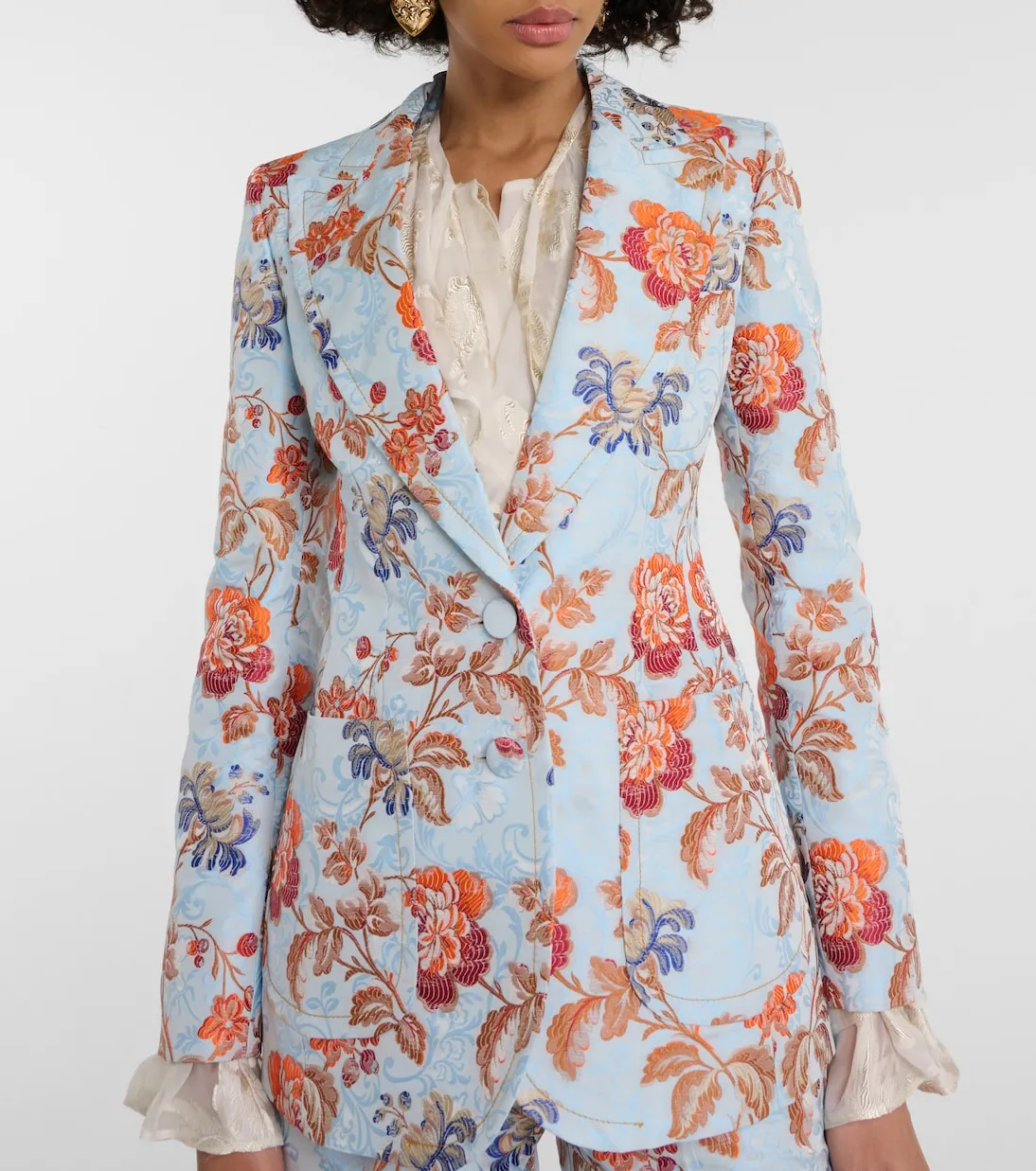 Etro floral blazer, blue