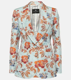 Etro floral blazer, blue