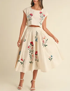 Fiona Floral Embroidered Circle Skirt