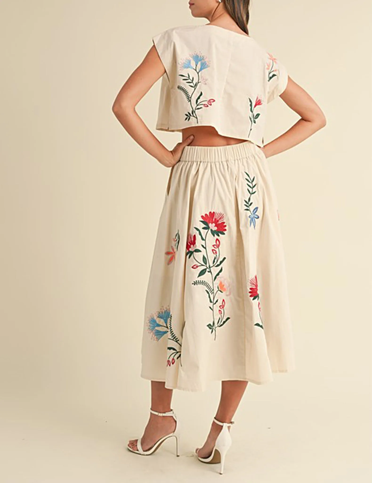 Fiona Floral Embroidered Circle Skirt