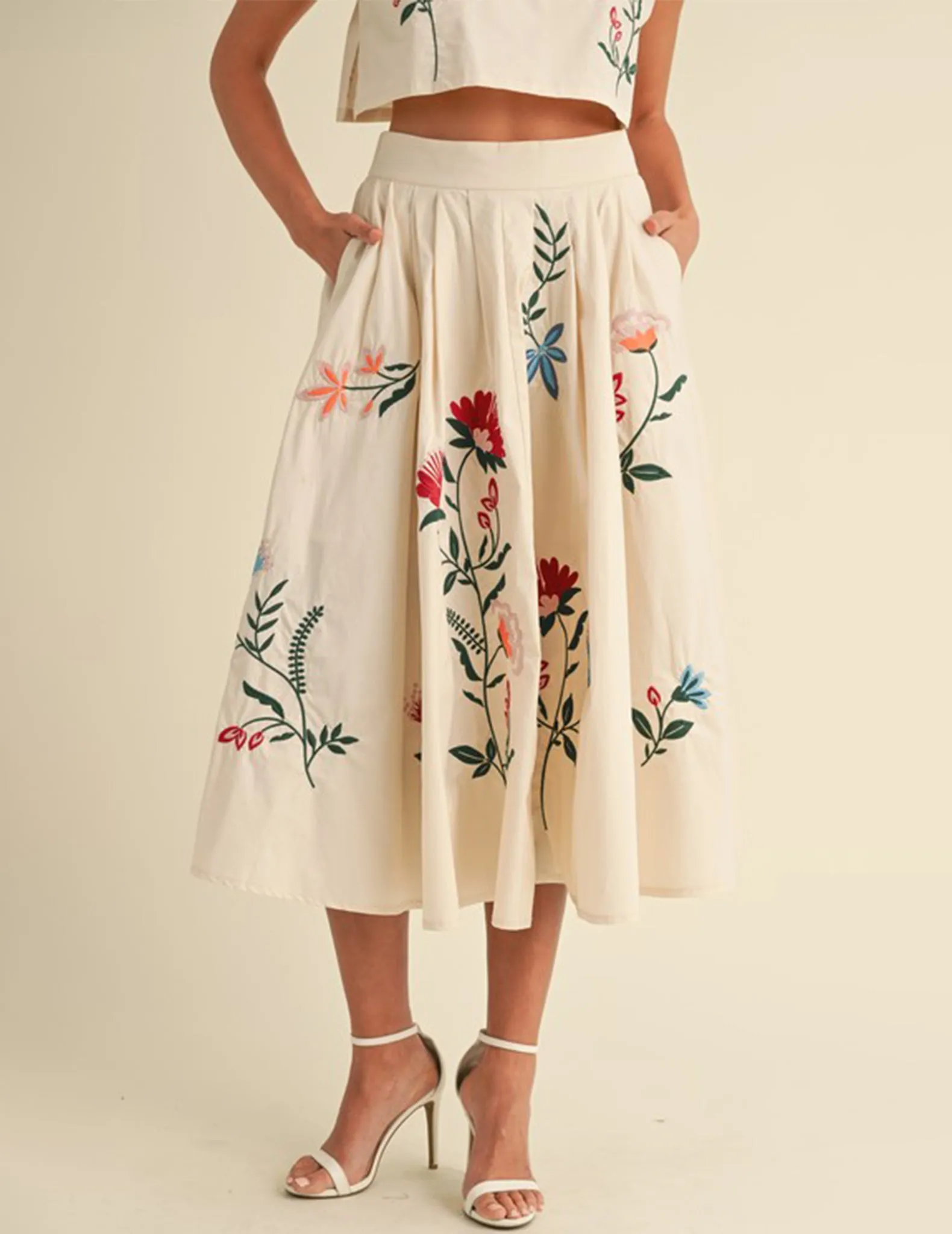 Fiona Floral Embroidered Circle Skirt