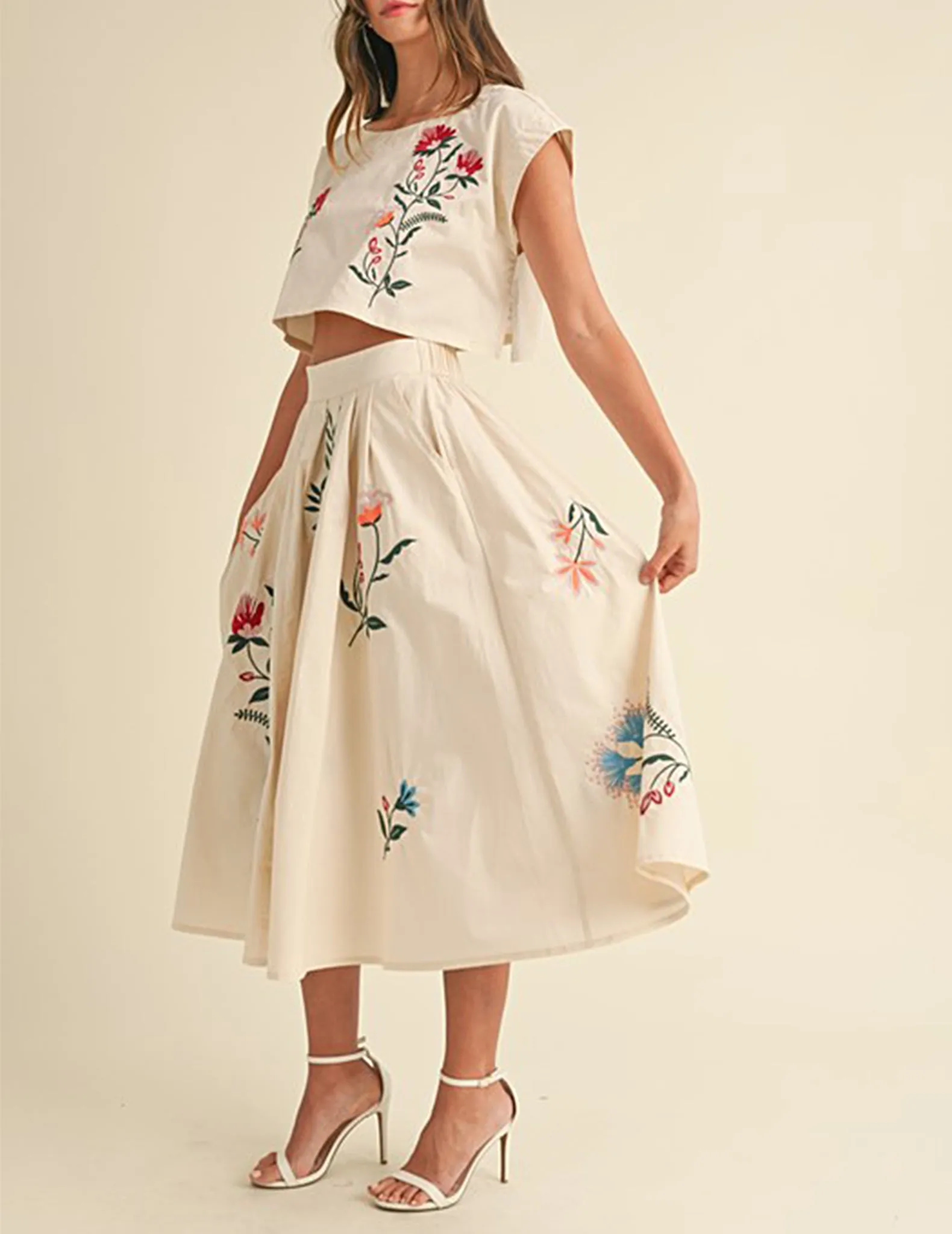 Fiona Floral Embroidered Circle Skirt