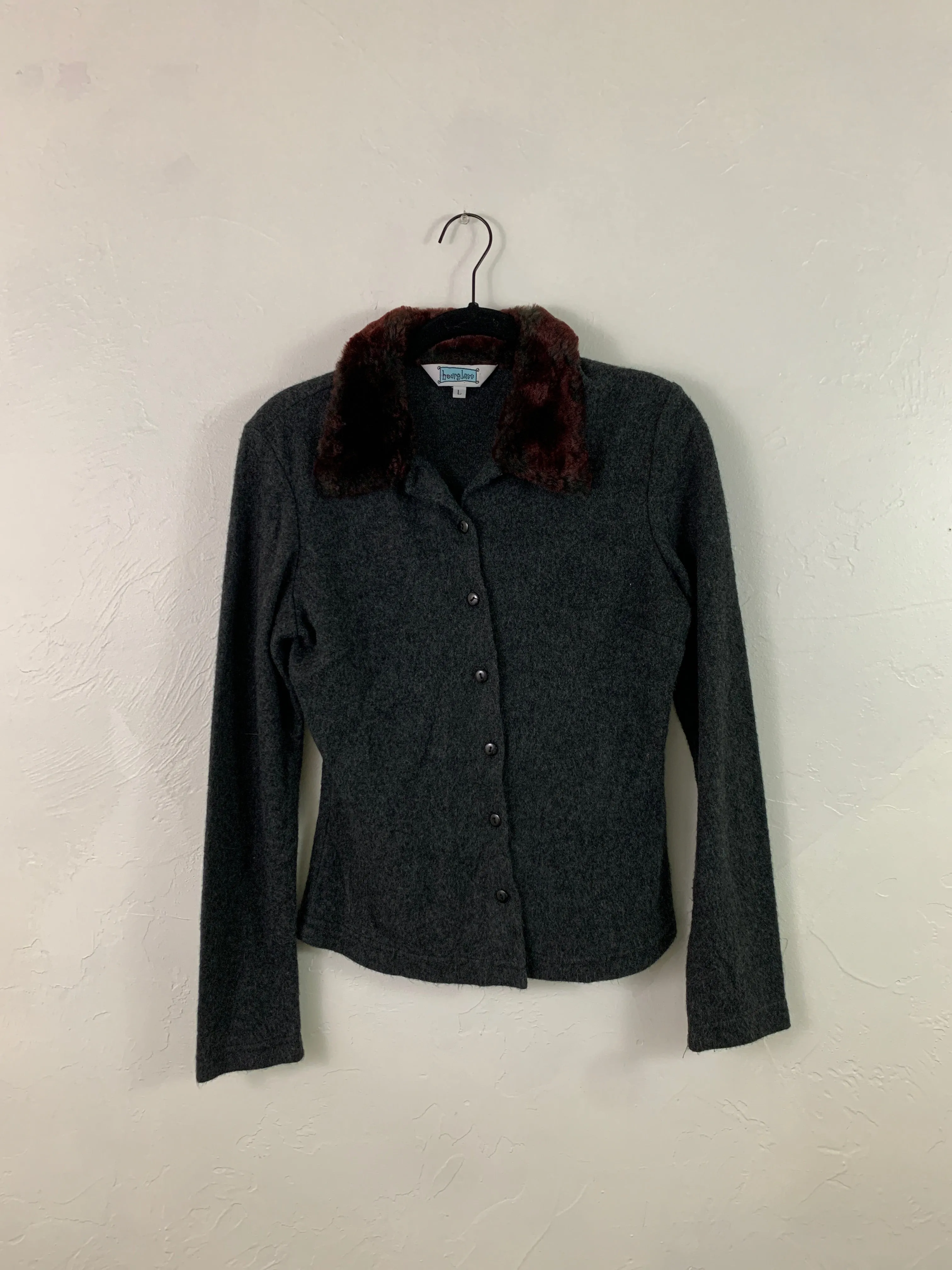 Fur collar cardigan