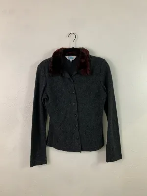 Fur collar cardigan