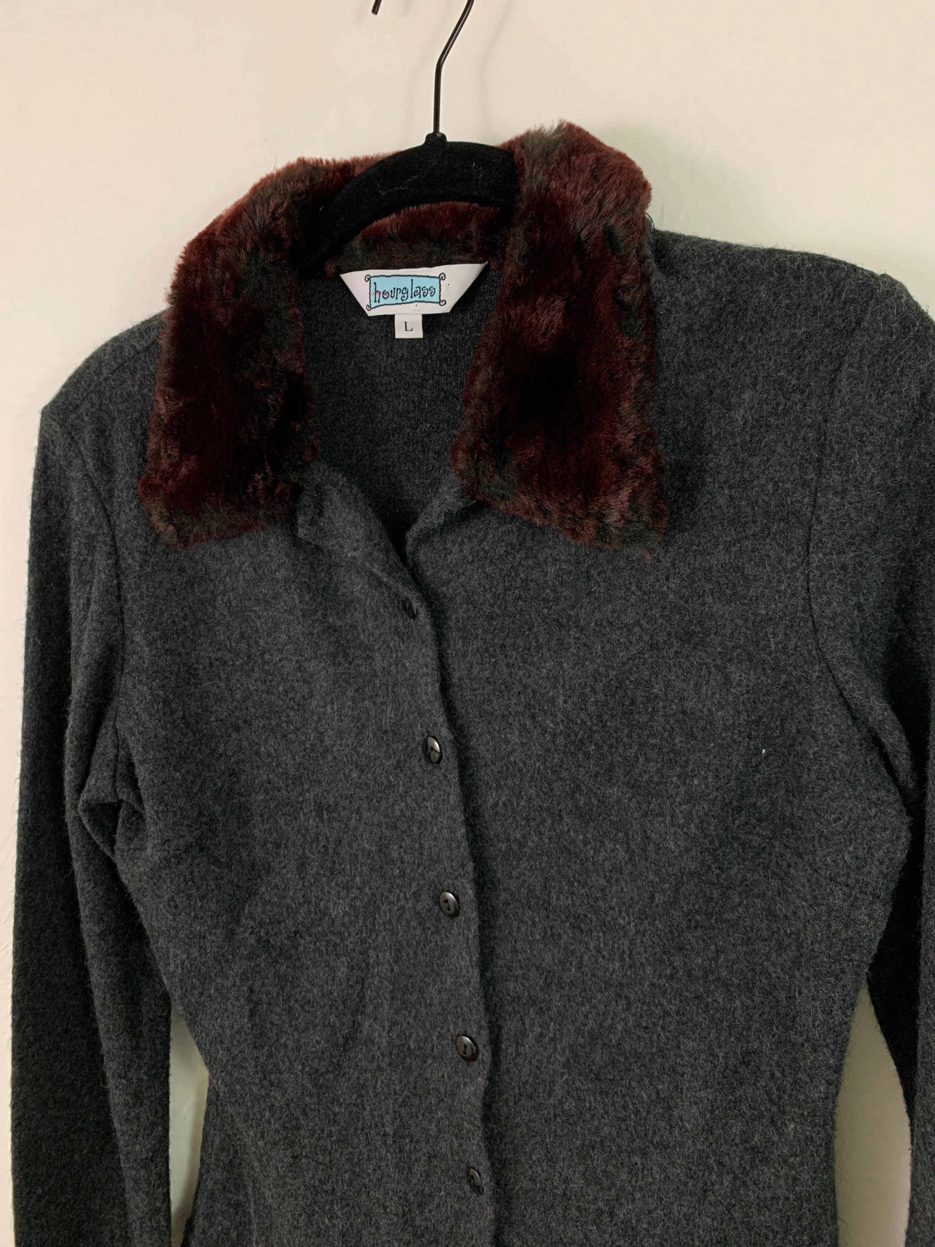 Fur collar cardigan