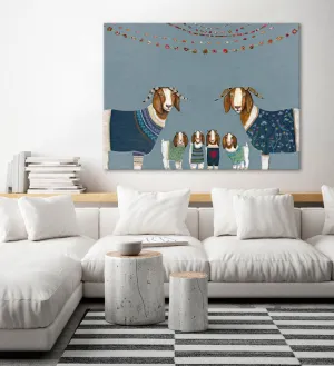 Goats In Sweaters Canvas Wall Art
