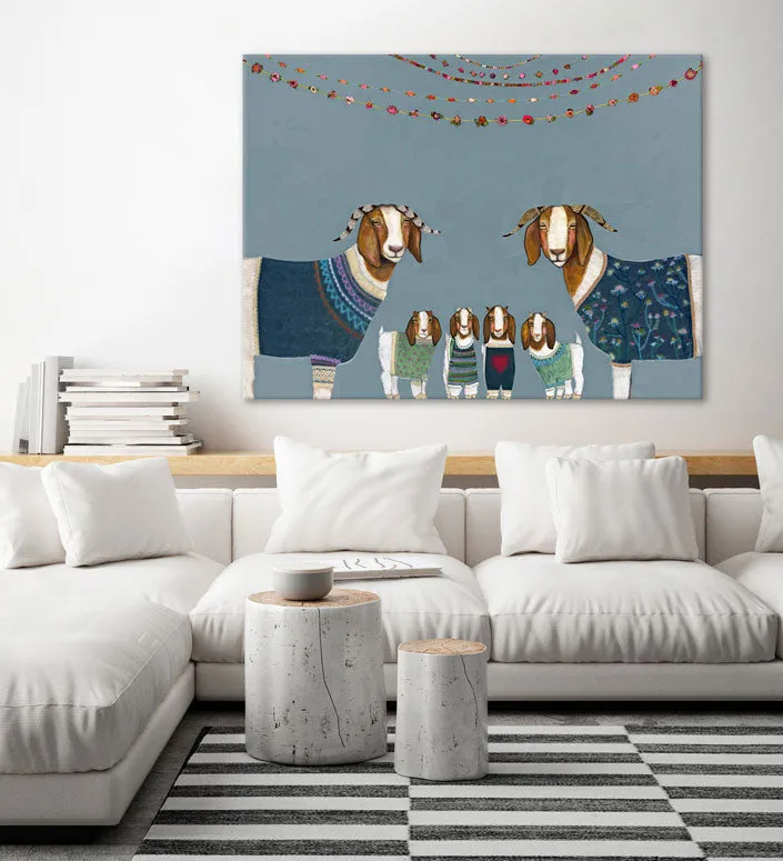 Goats In Sweaters Canvas Wall Art
