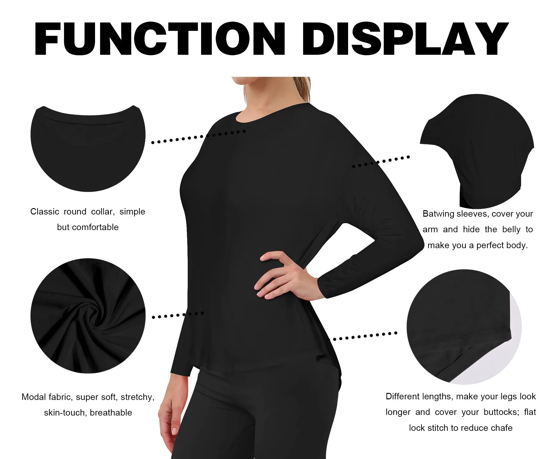 Golf Batwing Tunic Tops black_Golf