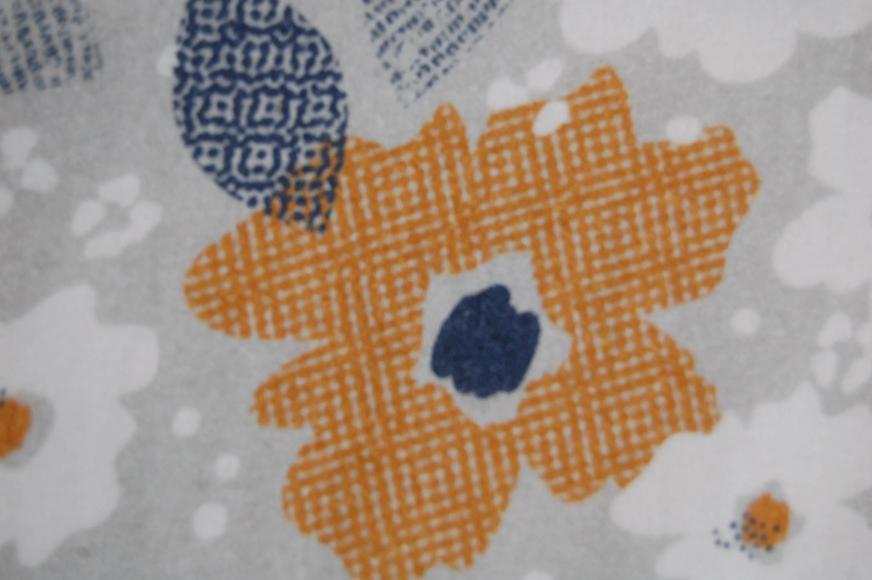 Grey Brown Floral Print Spun Fabric