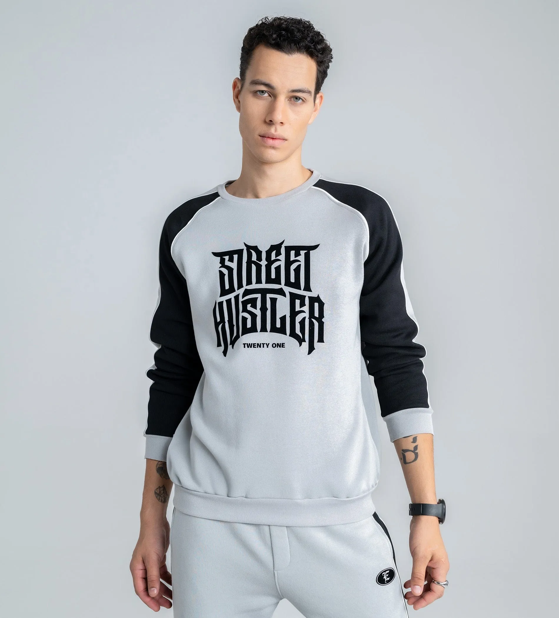 Grey fleece fusion sweatshirt