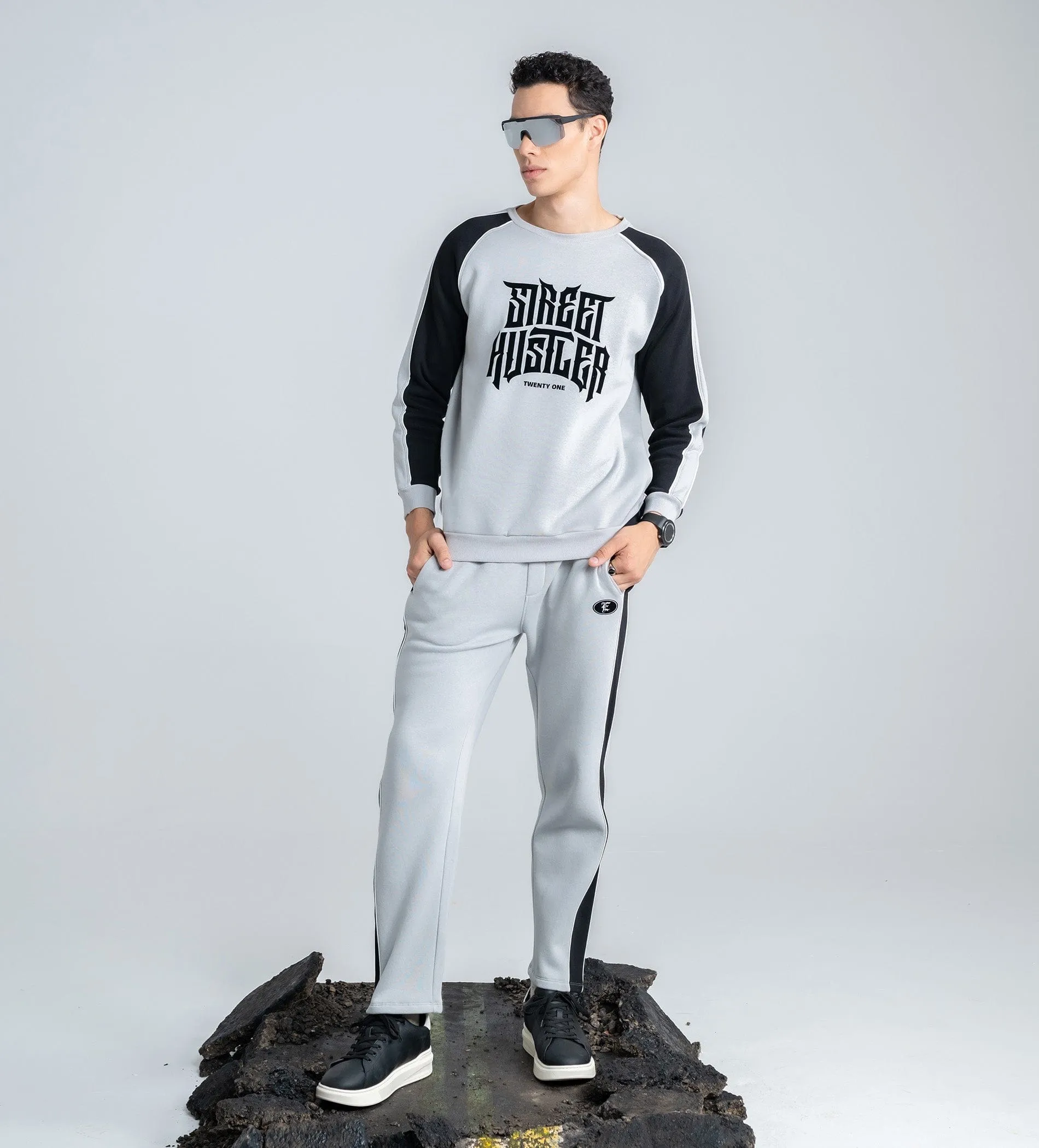 Grey fleece fusion sweatshirt
