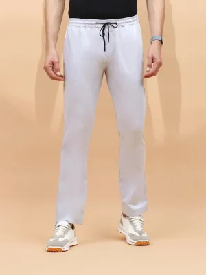 Grey Polyester Blend Regular Fit Lower For Men