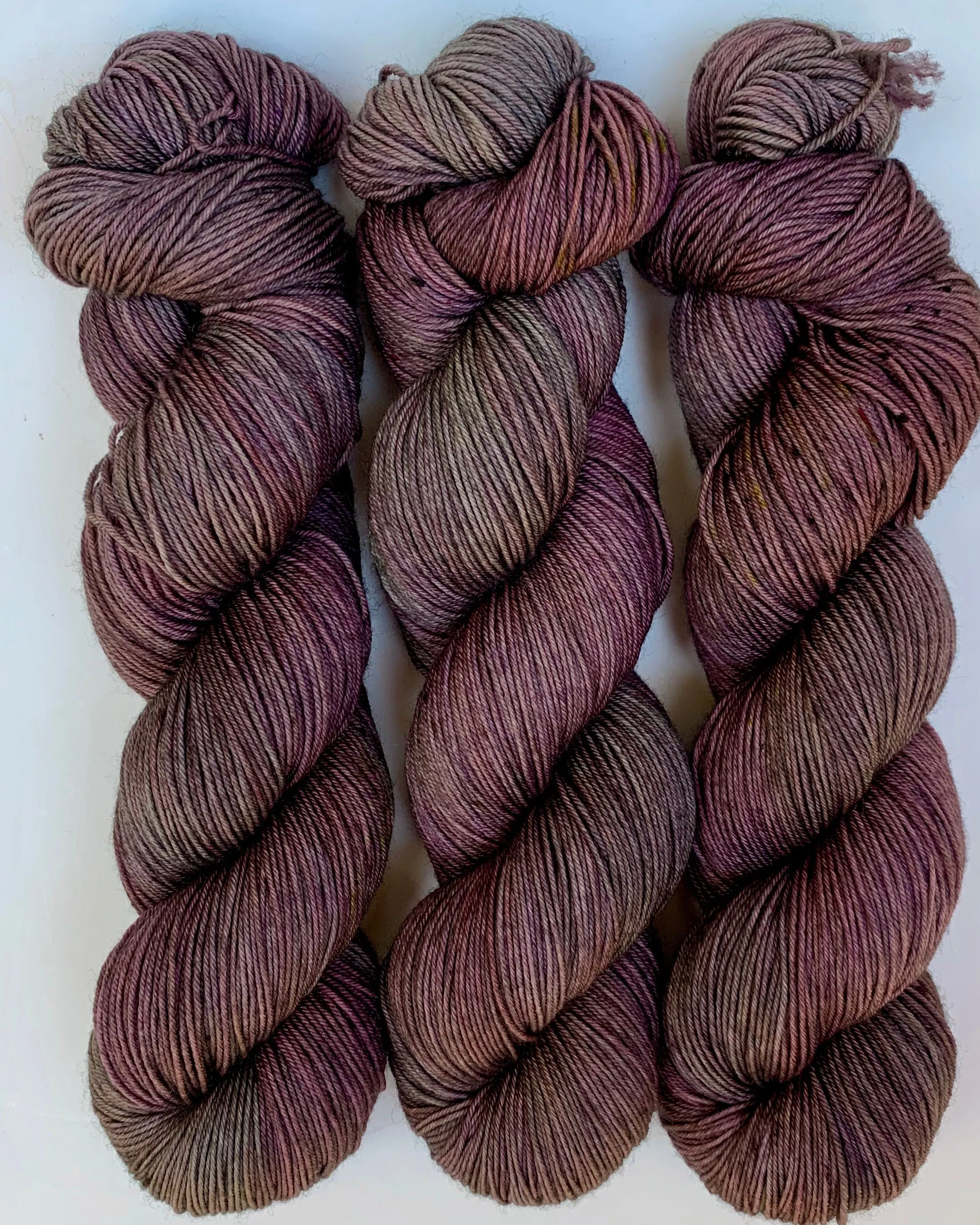 Hand Dyed Yarn "Grace, Too" Purple Plum Scarlet Brown Green Maroon Pink Navy Grey Speckled Merino Sport 328yds 100g