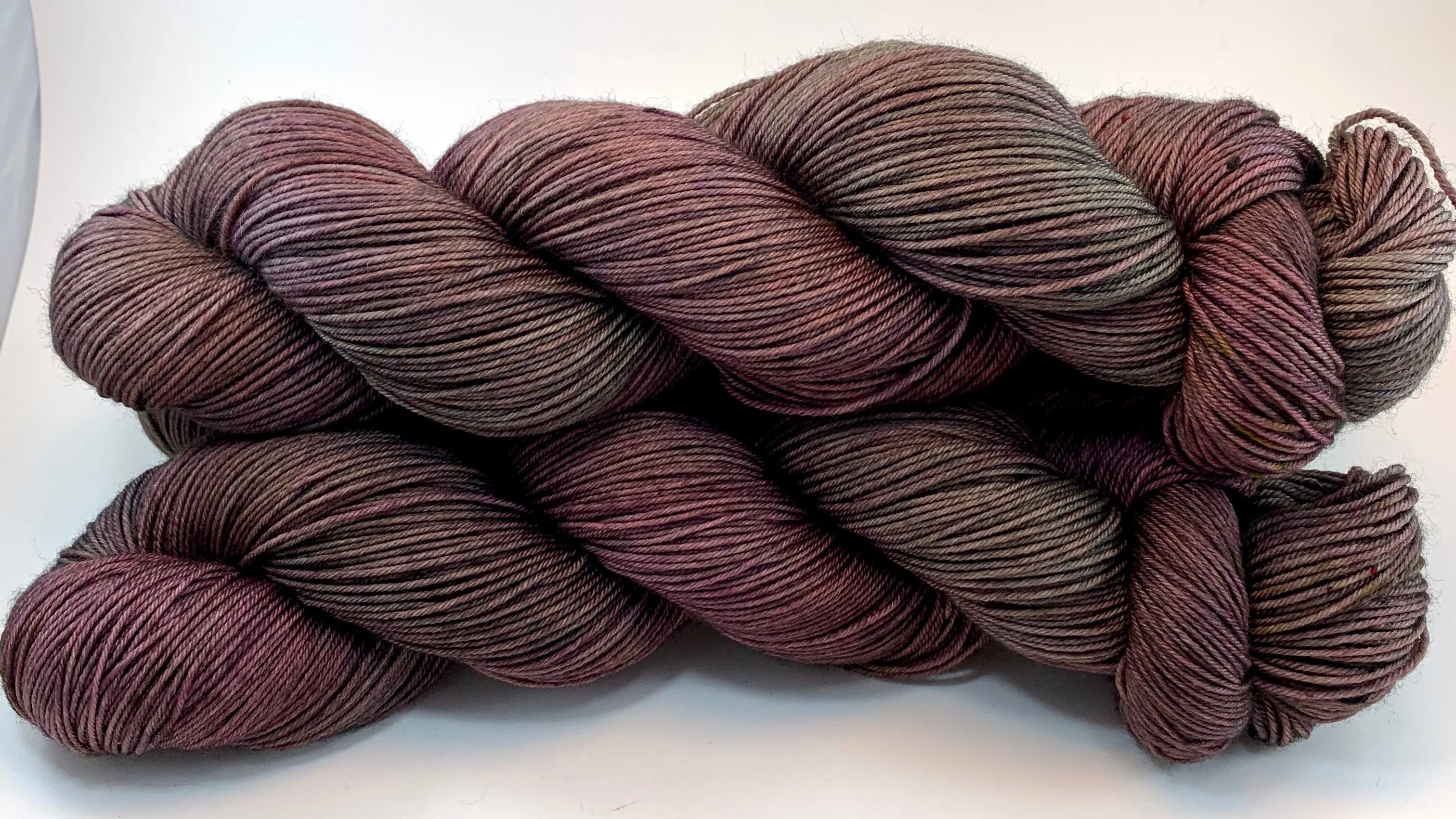 Hand Dyed Yarn "Grace, Too" Purple Plum Scarlet Brown Green Maroon Pink Navy Grey Speckled Merino Sport 328yds 100g