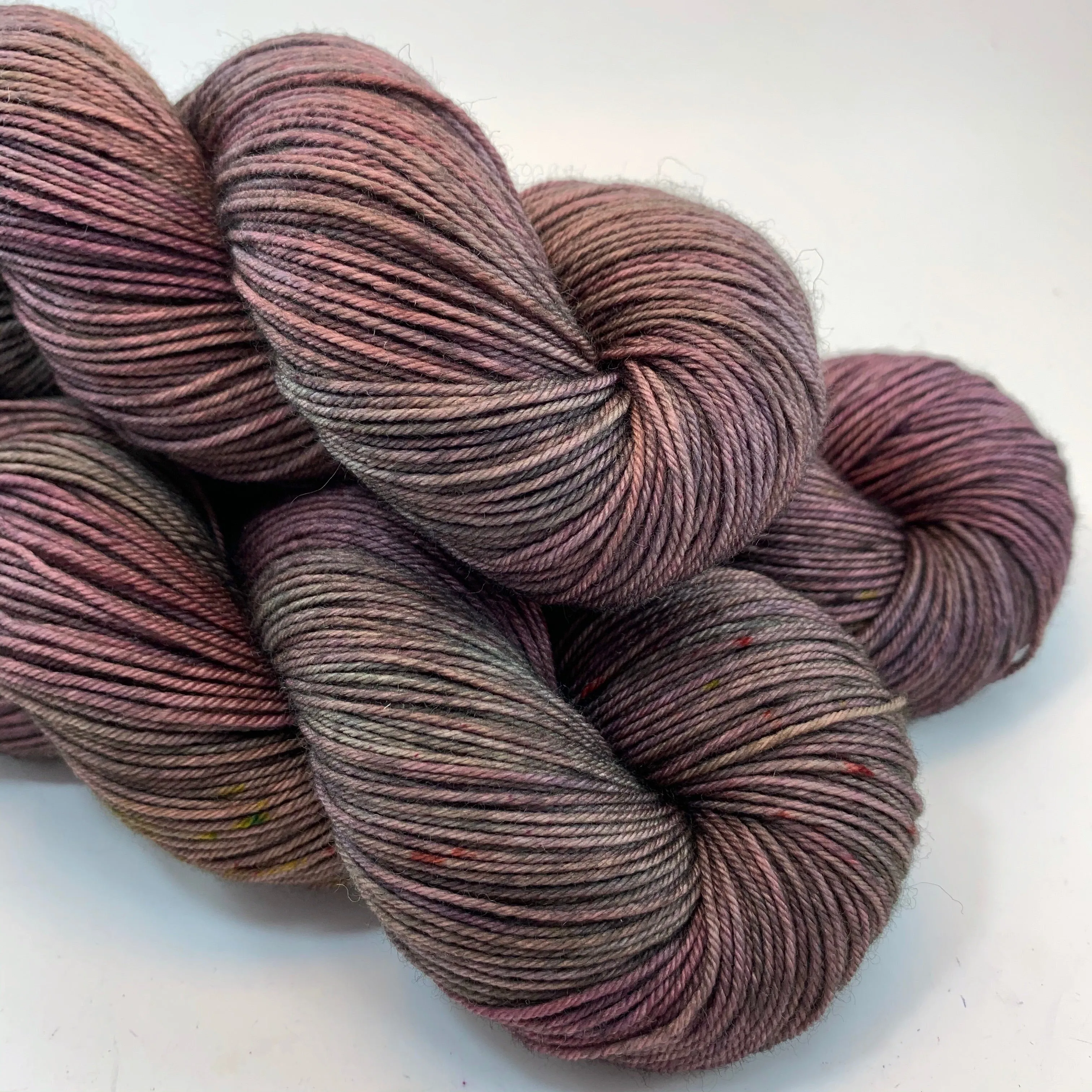 Hand Dyed Yarn "Grace, Too" Purple Plum Scarlet Brown Green Maroon Pink Navy Grey Speckled Merino Sport 328yds 100g