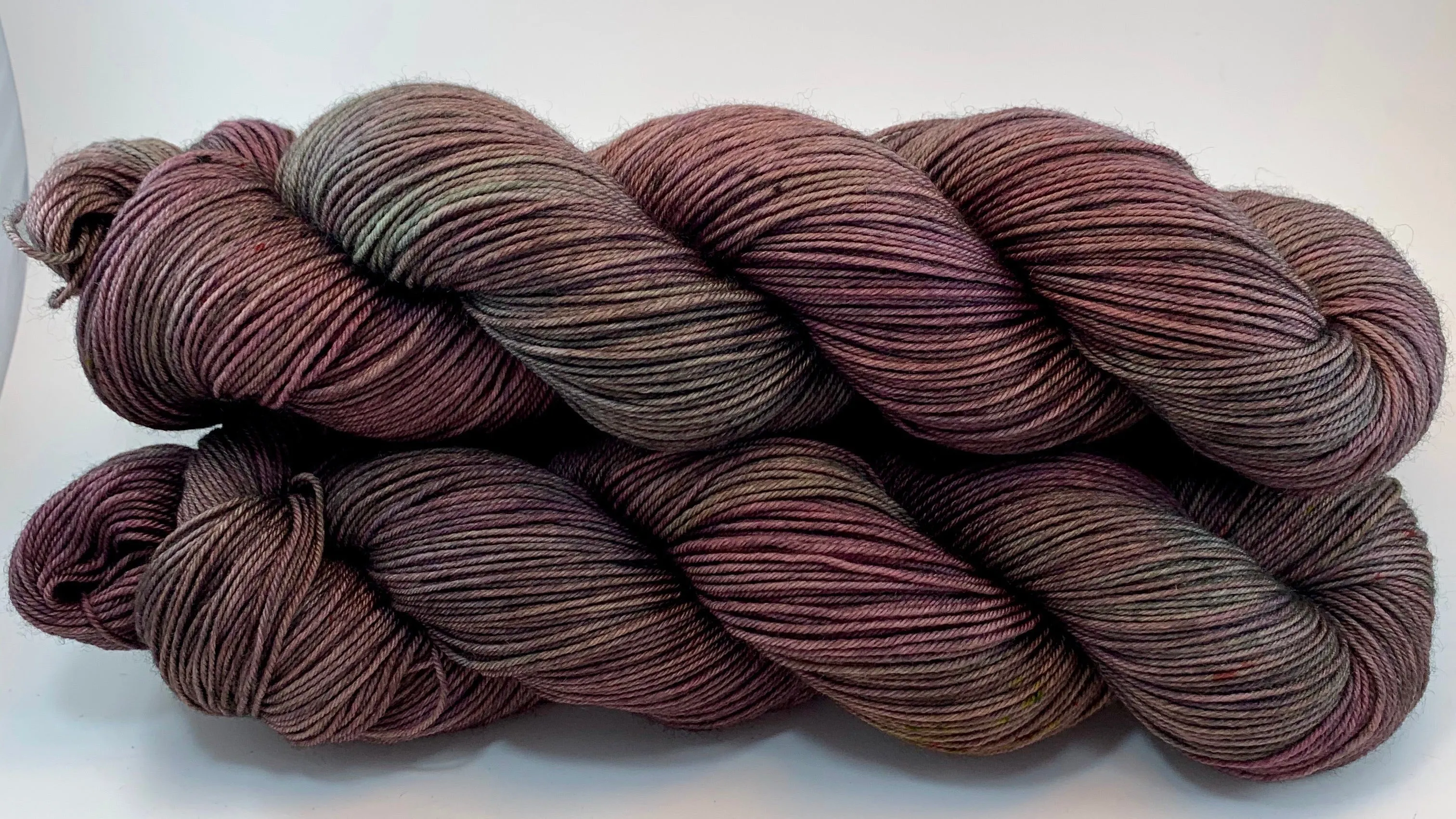 Hand Dyed Yarn "Grace, Too" Purple Plum Scarlet Brown Green Maroon Pink Navy Grey Speckled Merino Sport 328yds 100g