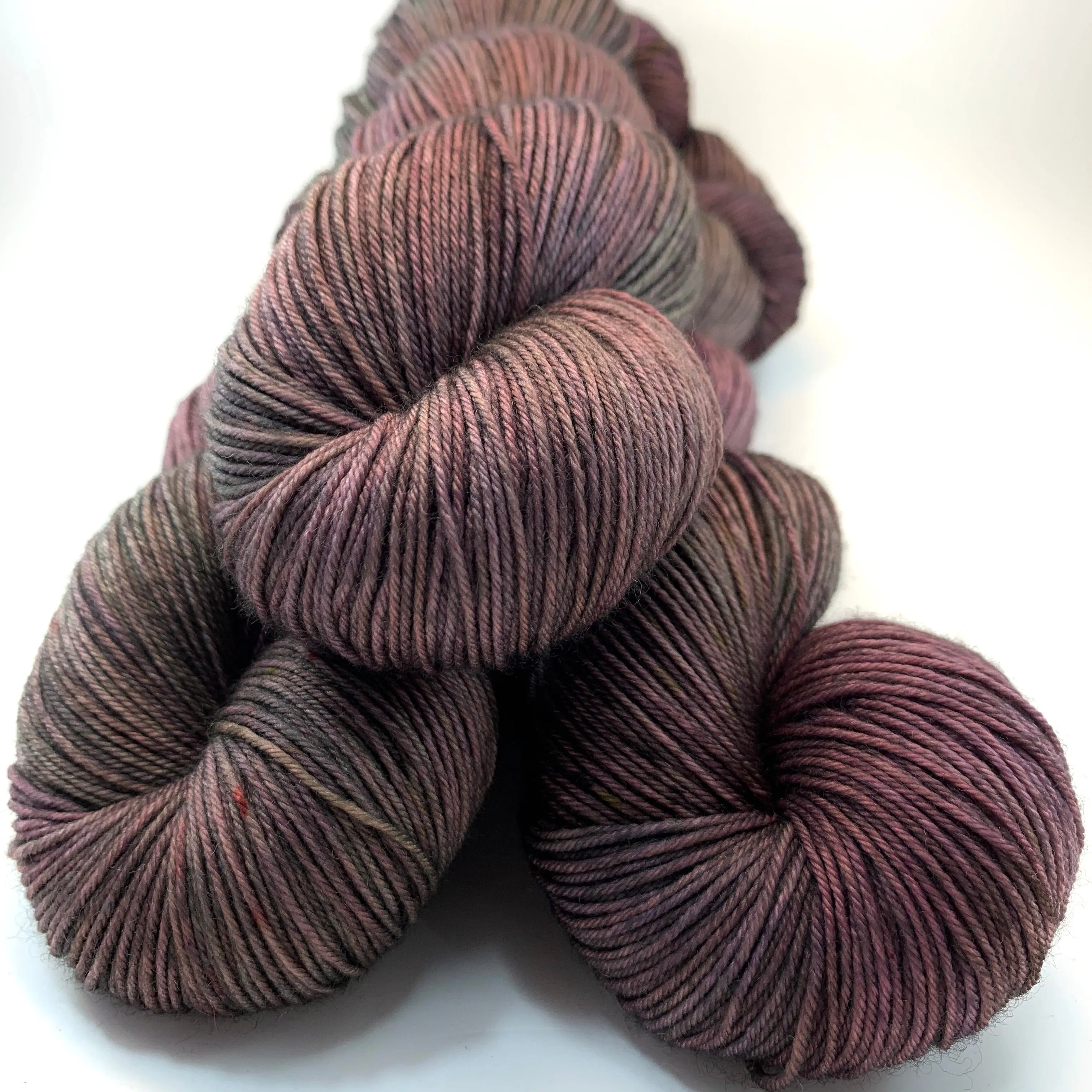 Hand Dyed Yarn "Grace, Too" Purple Plum Scarlet Brown Green Maroon Pink Navy Grey Speckled Merino Sport 328yds 100g