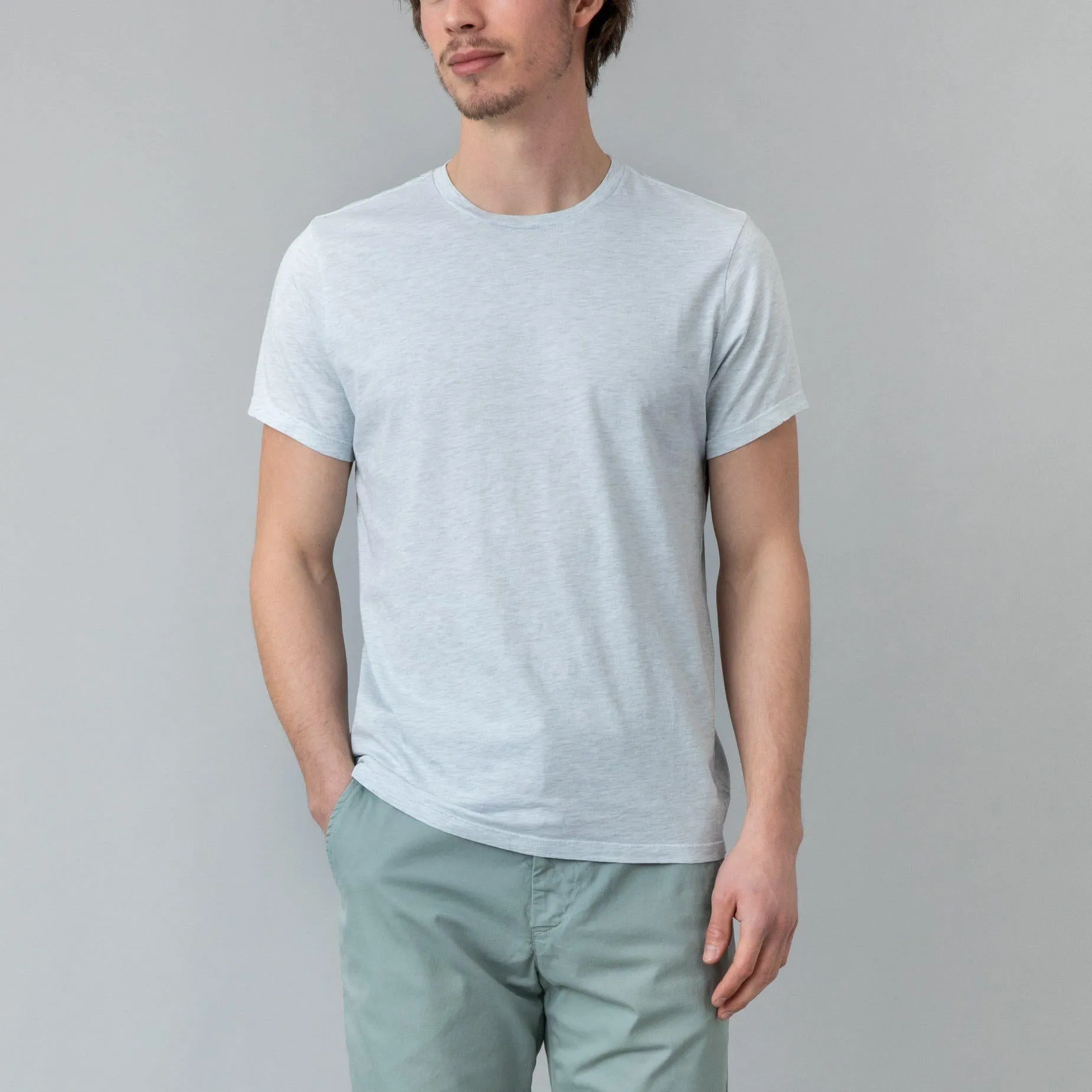Heather Crew Tee (Pale Blue)