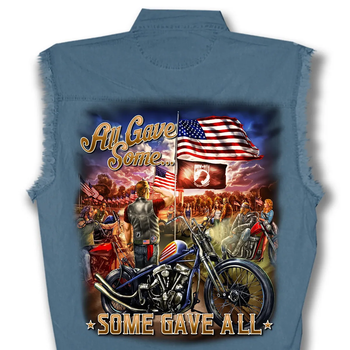 Hot Leathers GMD5407 Mens 'Remembrance' Sleeveless Blue Denim Shirt