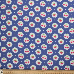 Indie Pop Strawberry Collection #09 Strawberry & Cherry on Royal Blue Cotton Prints