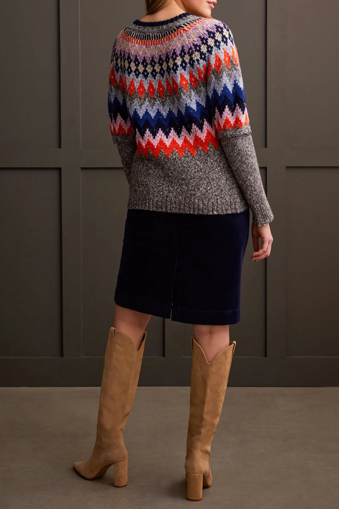 INTARSIA SWEATER- GREY MIX