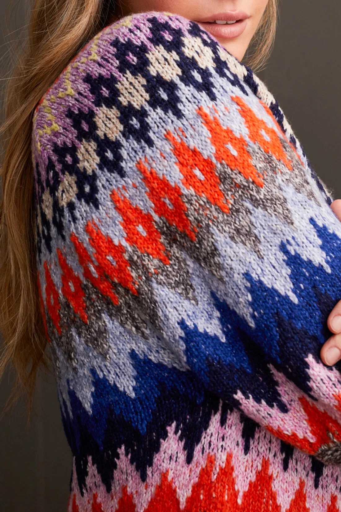 INTARSIA SWEATER- GREY MIX