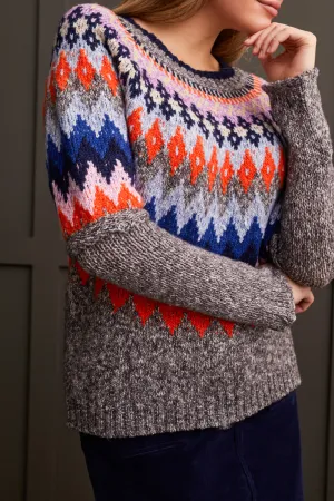 INTARSIA SWEATER- GREY MIX