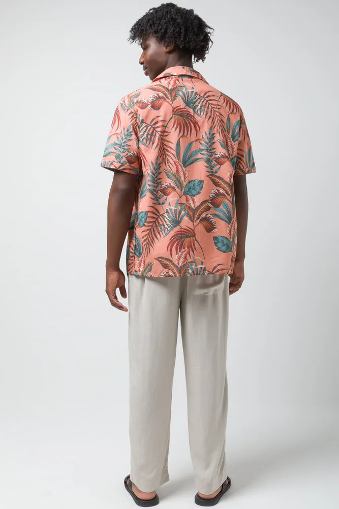 Leaf Short Sleeve Shirt Pink