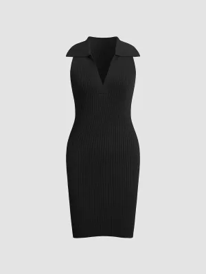 Leisurely Collared Graceful Sweater Dress