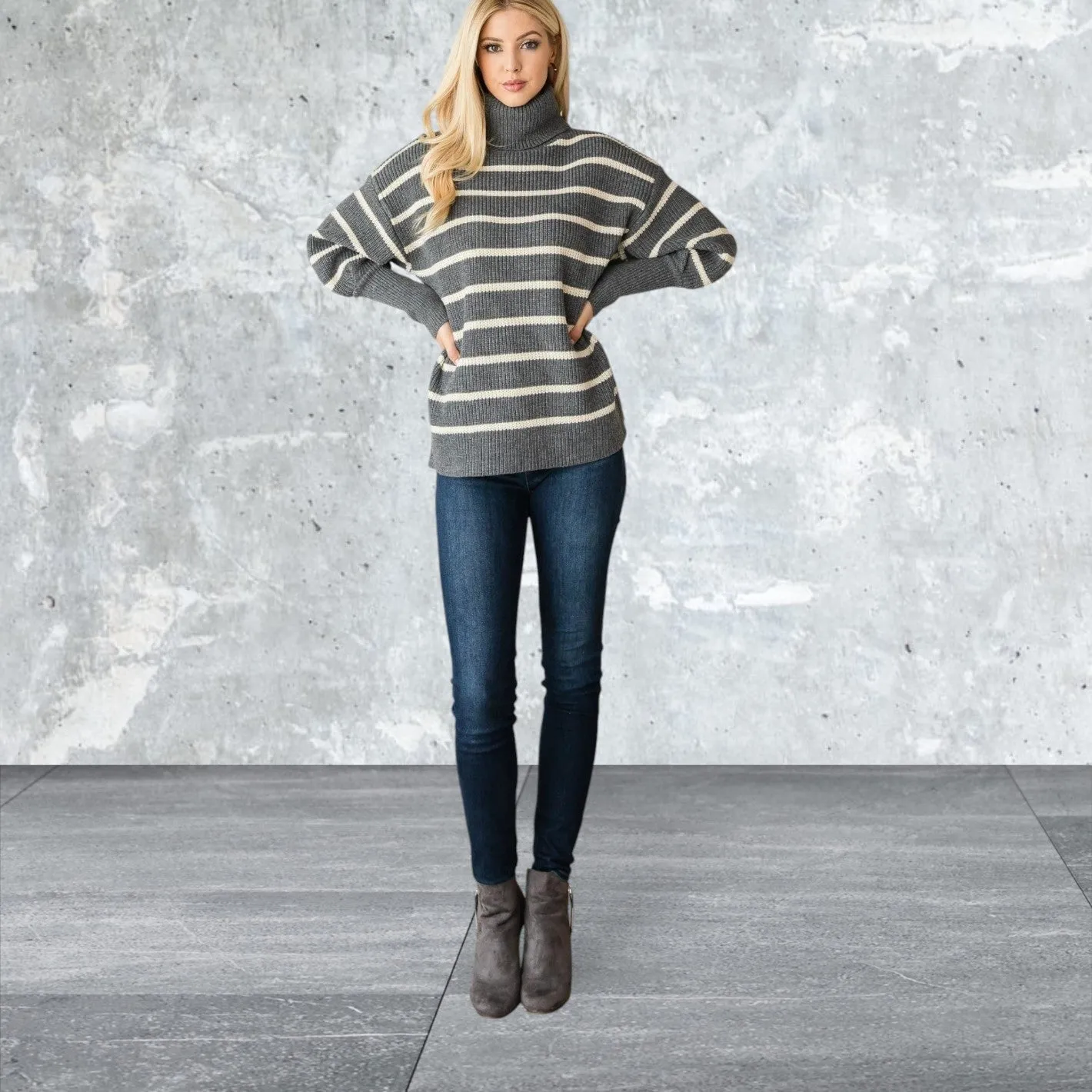 Long Sleeve Heavy Turtle Neck Knit Sweater