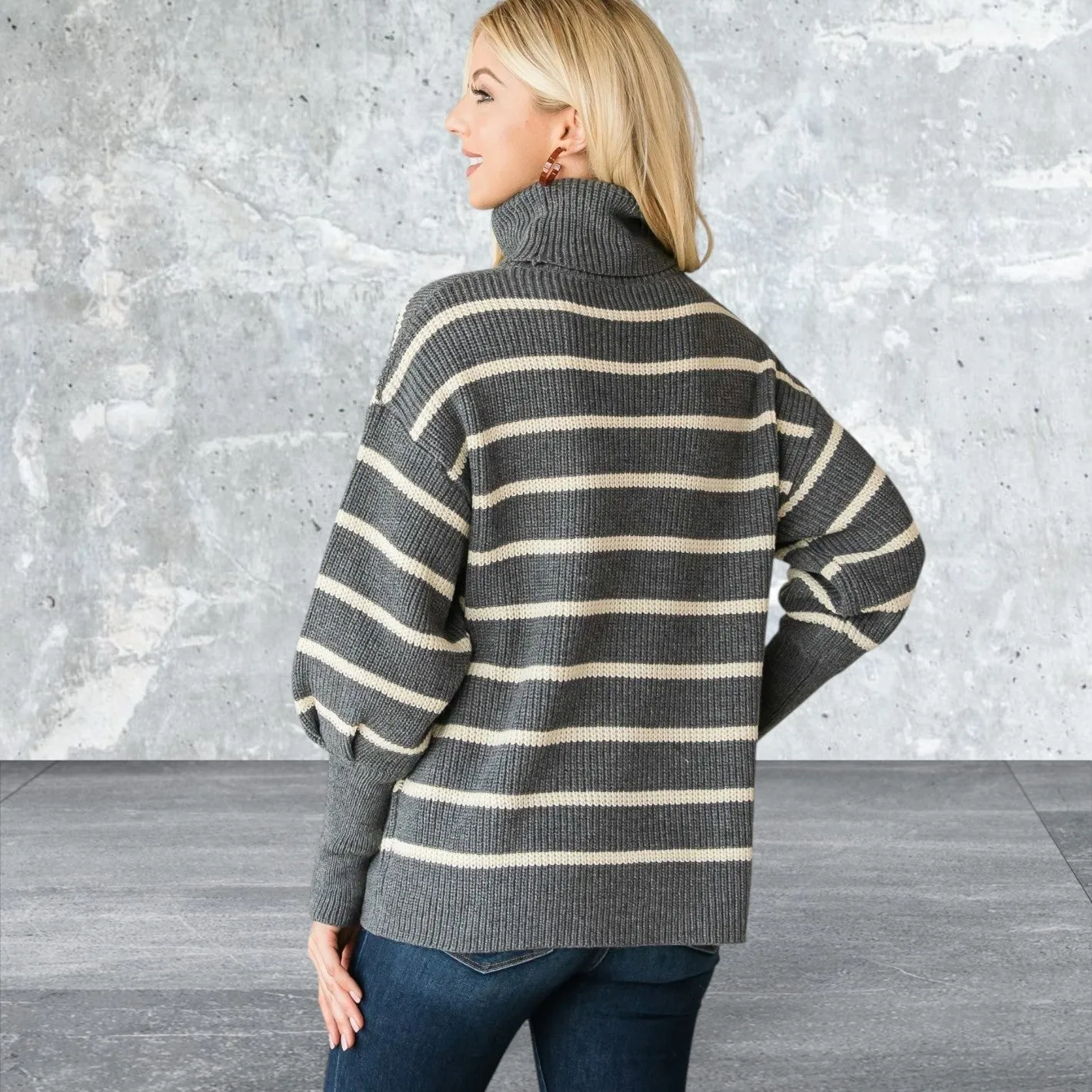 Long Sleeve Heavy Turtle Neck Knit Sweater