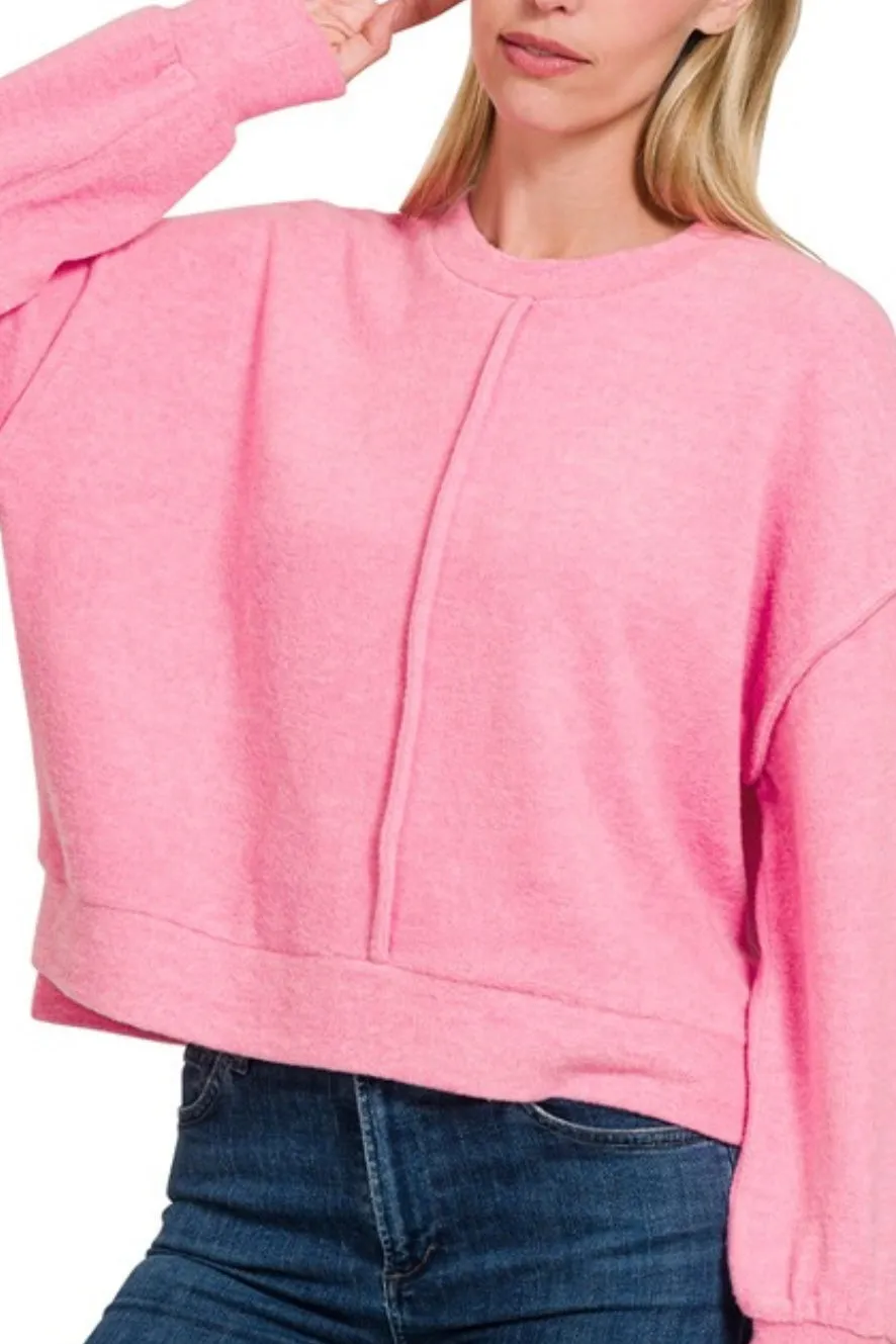LONG SLEEVE MELANGE BRUSHED HACCI PULLOVER
