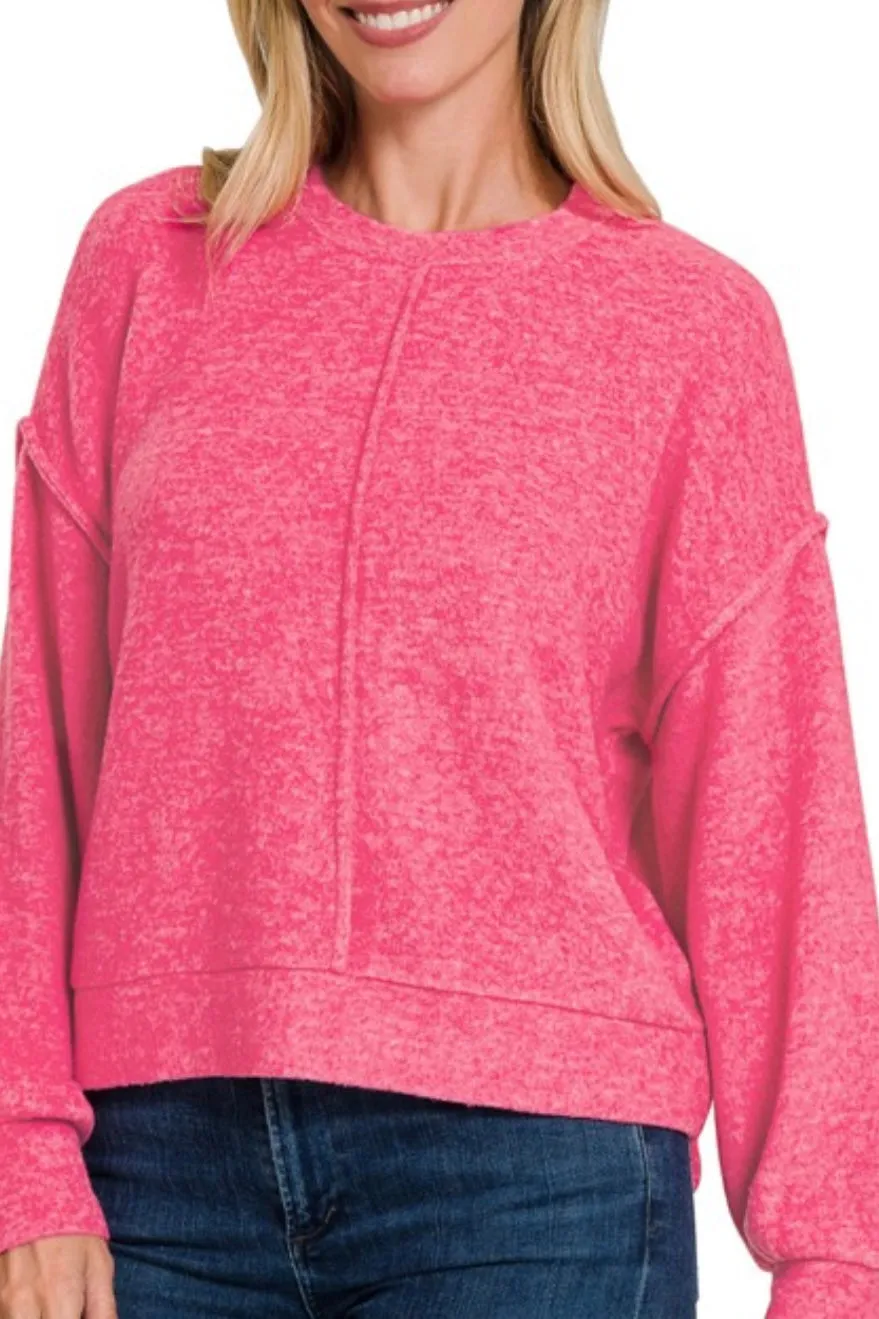LONG SLEEVE MELANGE BRUSHED HACCI PULLOVER