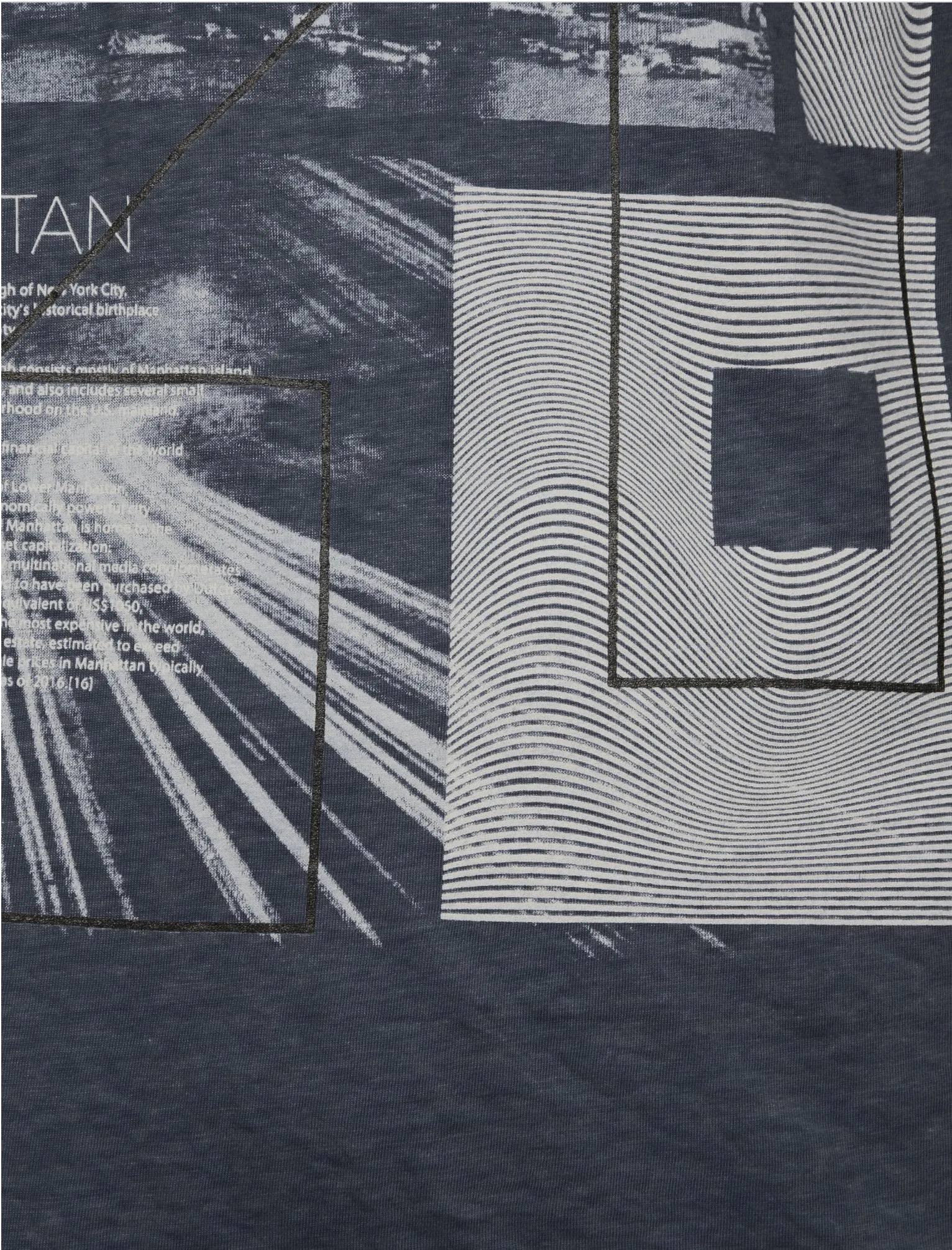 Manhatburn Motif Burnout T-Shirt in Slate Blue - Dissident