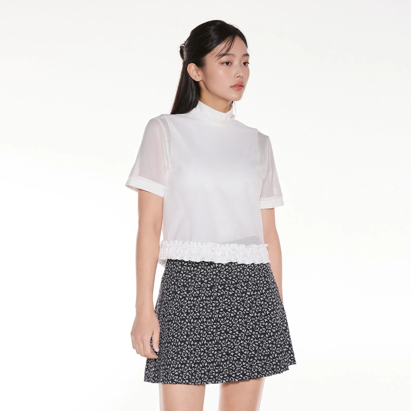 MESH CROP SHORT SLEEVE SET