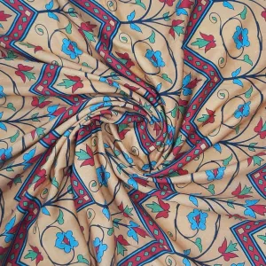Mustard Floral Geometrical Print Spun Fabric