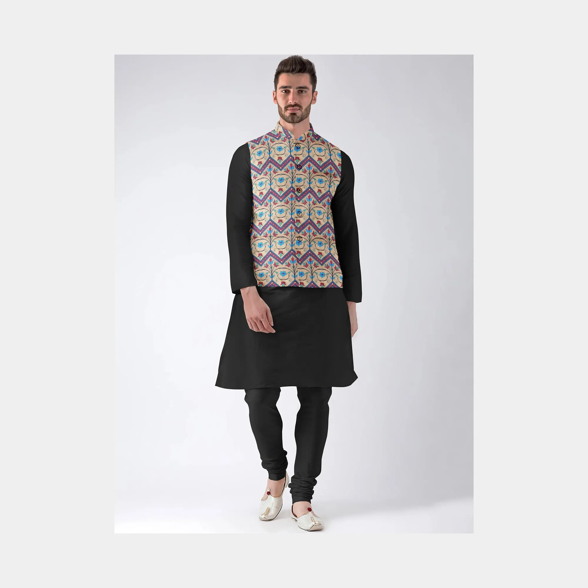 Mustard Floral Geometrical Print Spun Fabric
