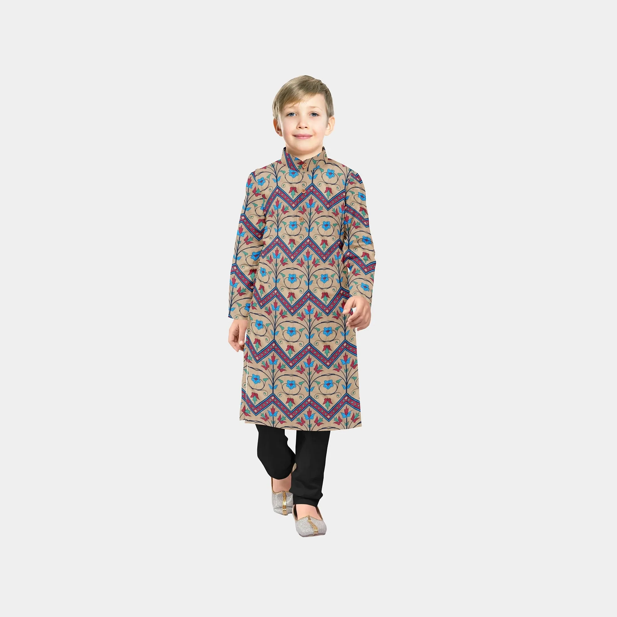 Mustard Floral Geometrical Print Spun Fabric