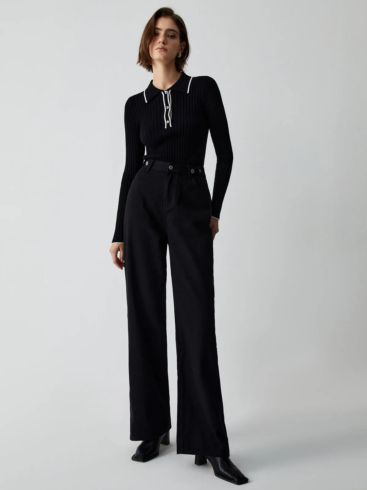Old Money Aesthetics Trendy Polo Knit Top