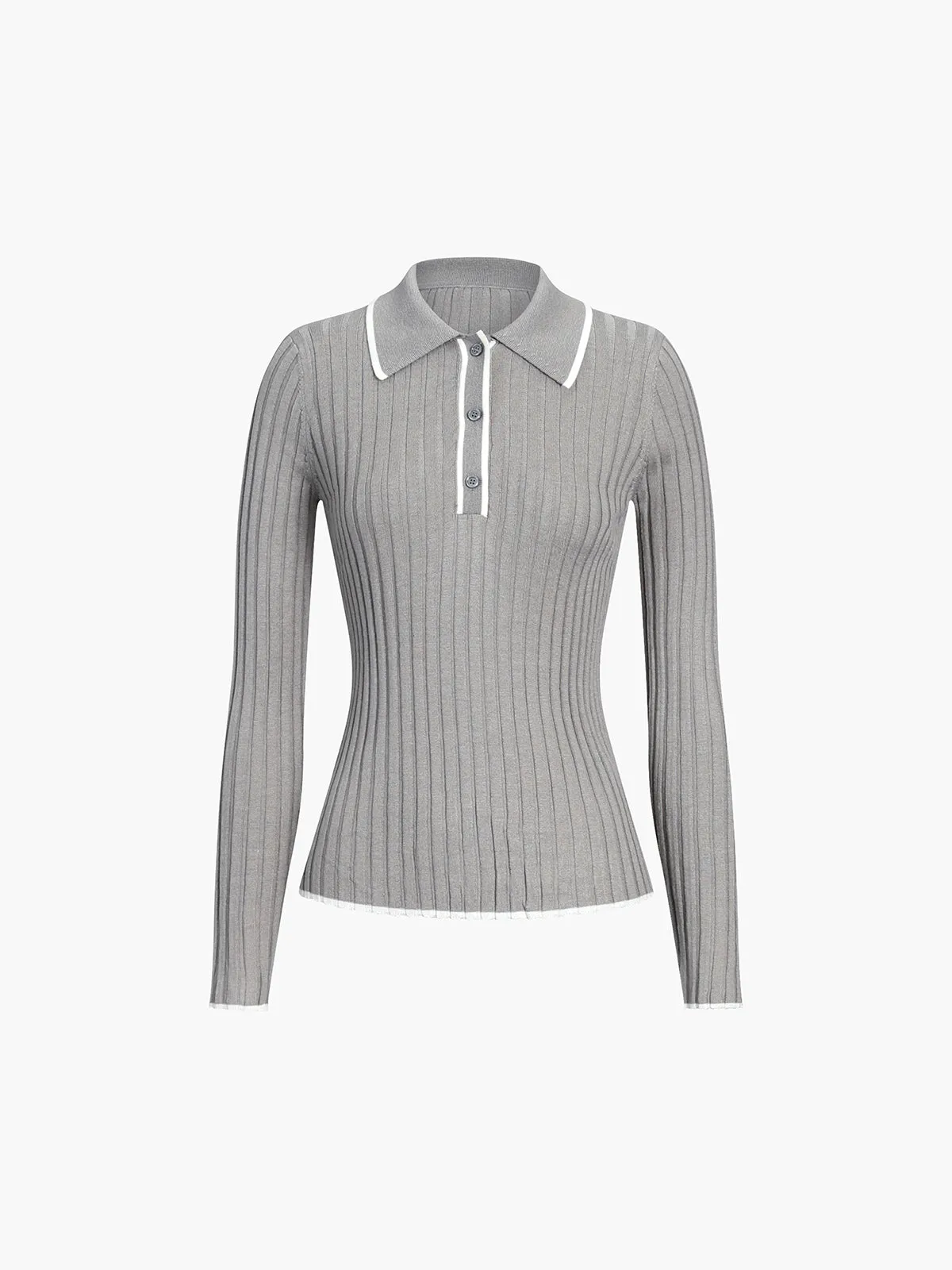 Old Money Aesthetics Trendy Polo Knit Top