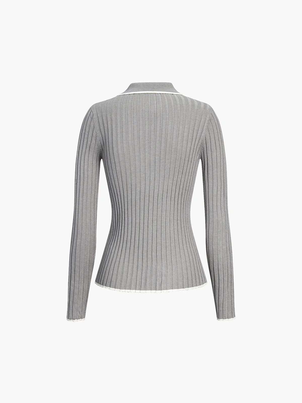 Old Money Aesthetics Trendy Polo Knit Top