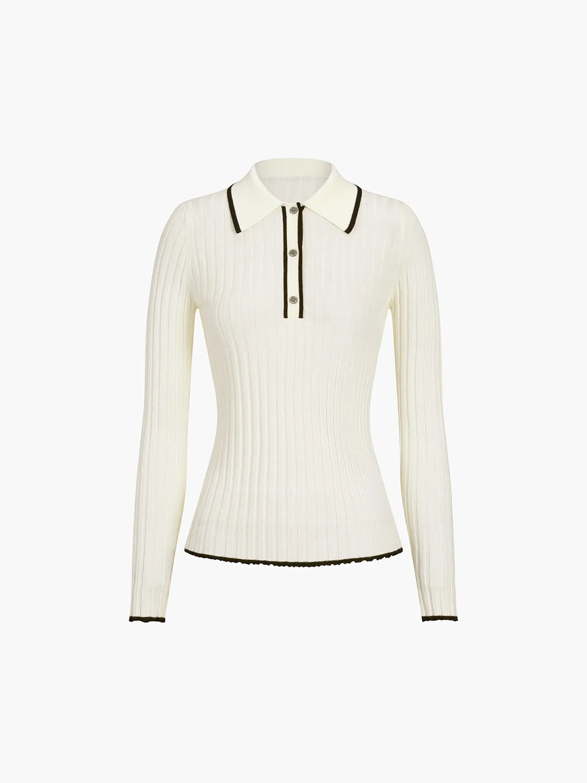 Old Money Aesthetics Trendy Polo Knit Top