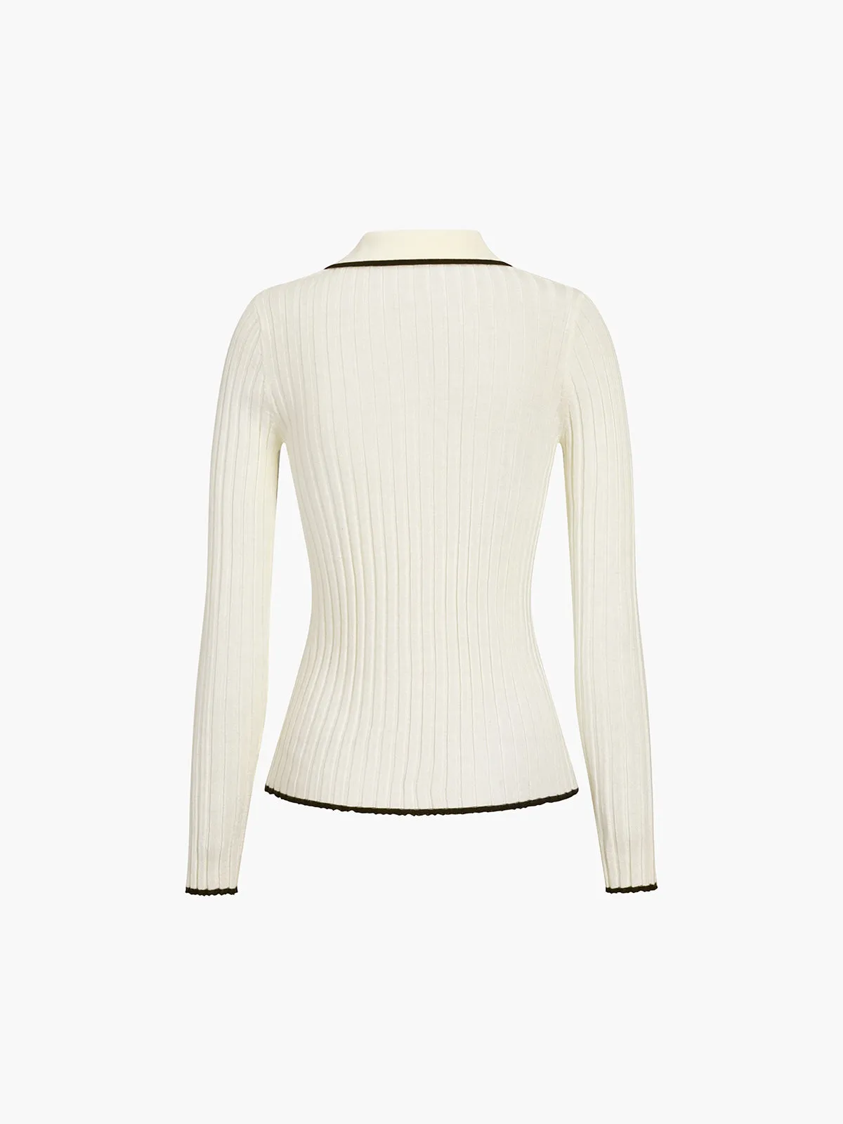 Old Money Aesthetics Trendy Polo Knit Top