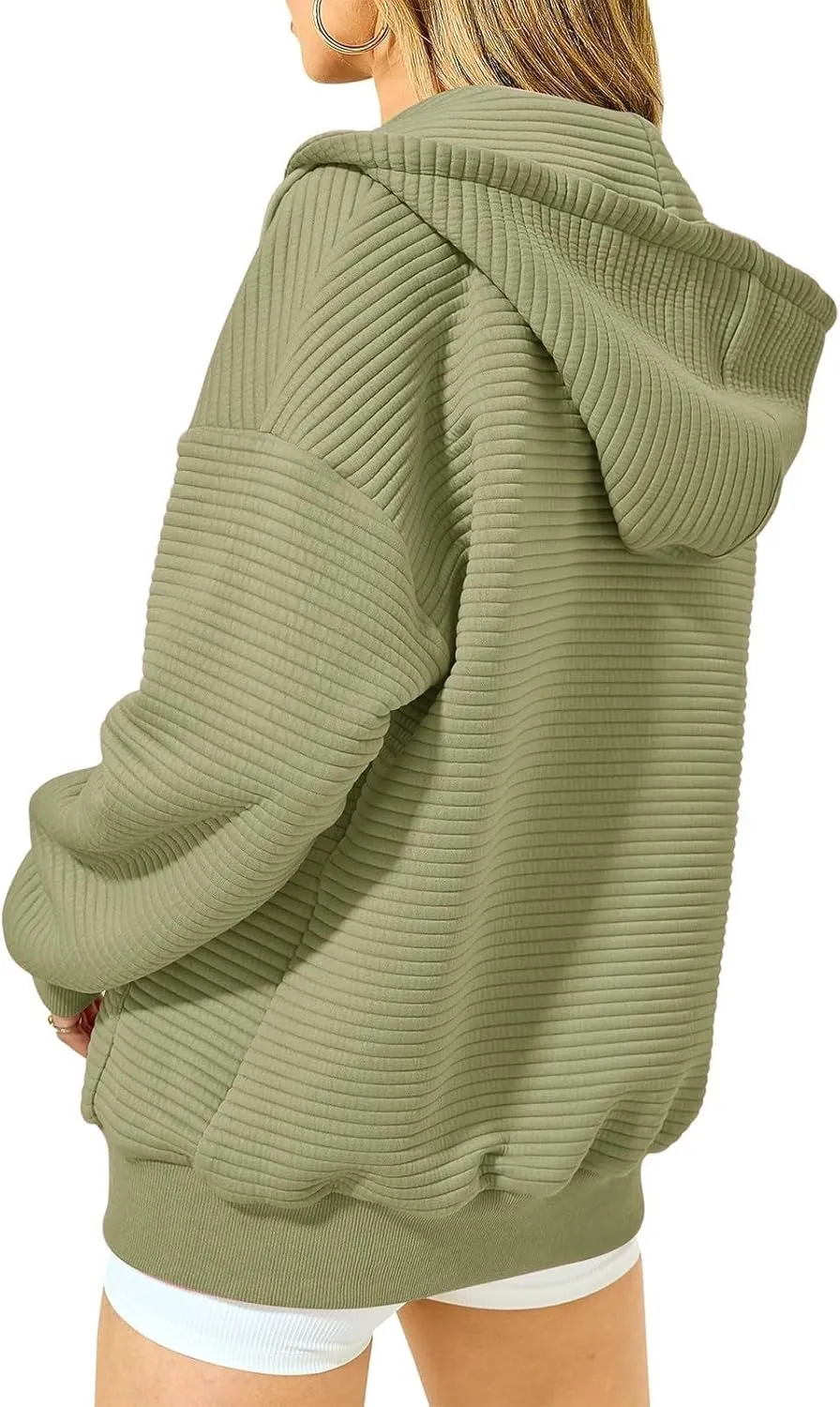 Oversized Zip Up Hoodie Women Long Sleeve Hooded Preppy Sweatshirts with Pockets Casual Jacket Y2k Fall Outfits 2024