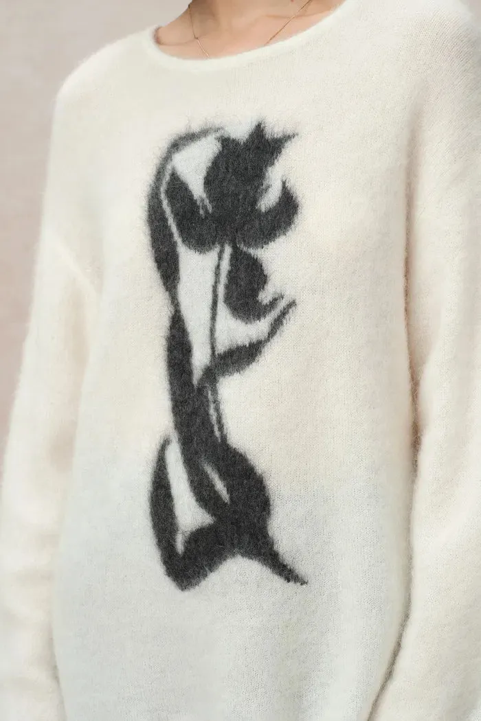 Pavane Hand Drawen Tulip Sweater in Mohair Wool Knit